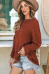 Textured Chevron Knit Drop Shoulder Tunic Sweater