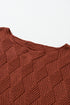 Textured Chevron Knit Drop Shoulder Tunic Sweater