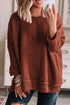 Textured Chevron Knit Drop Shoulder Tunic Sweater