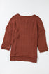 Textured Chevron Knit Drop Shoulder Tunic Sweater