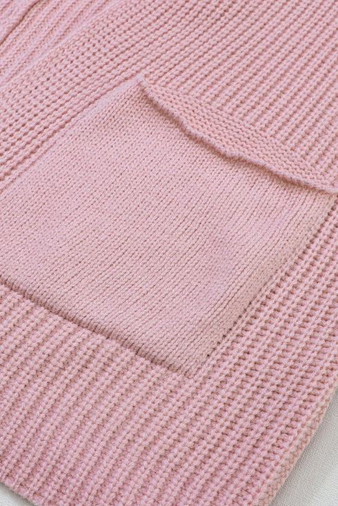 Textured Chunky Knit Open Front Slouchy Cardigan