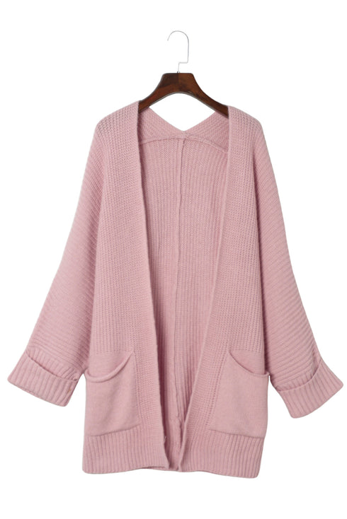 Textured Chunky Knit Open Front Slouchy Cardigan