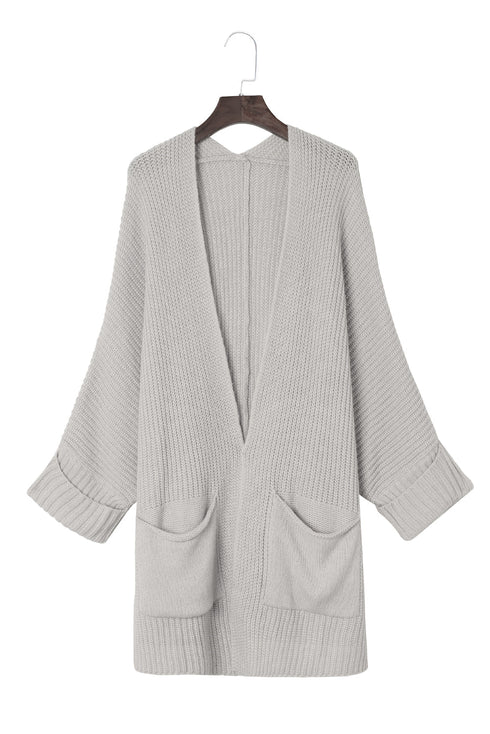 Textured Chunky Knit Open Front Slouchy Cardigan