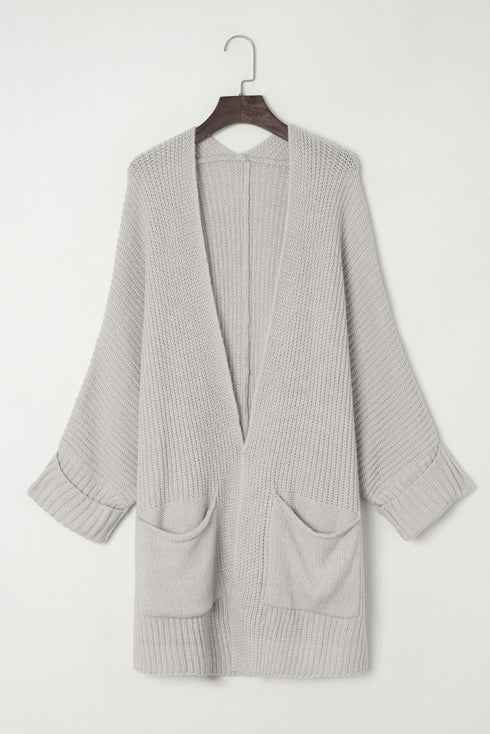 Textured Chunky Knit Open Front Slouchy Cardigan