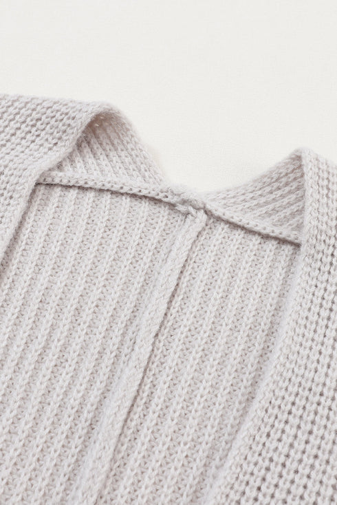 Textured Chunky Knit Open Front Slouchy Cardigan