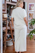 Textured Collared Top And Wide Leg Pants Loungewear