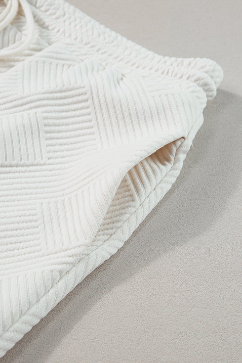Textured Collared Top And Wide Leg Pants Loungewear