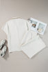 Textured Collared Top And Wide Leg Pants Loungewear