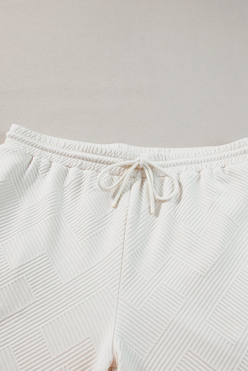 Textured Collared Top And Wide Leg Pants Loungewear