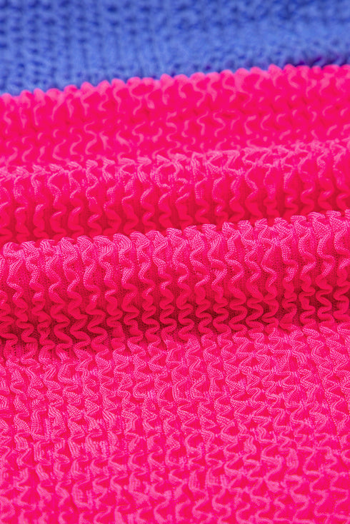 Textured Color Block Patchwork One Piece Swimsuit