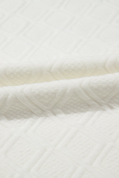 Textured Colorblock Quarter Zip Puff Sleeve Mini Dress