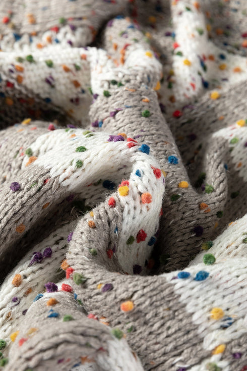 Textured Confetti Speckled Block Print Open Cardigan