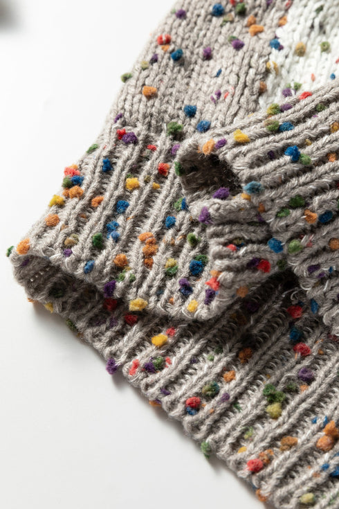 Textured Confetti Speckled Block Print Open Cardigan