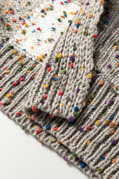 Textured Confetti Speckled Block Print Open Cardigan