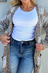 Textured Confetti Speckled Block Print Open Cardigan