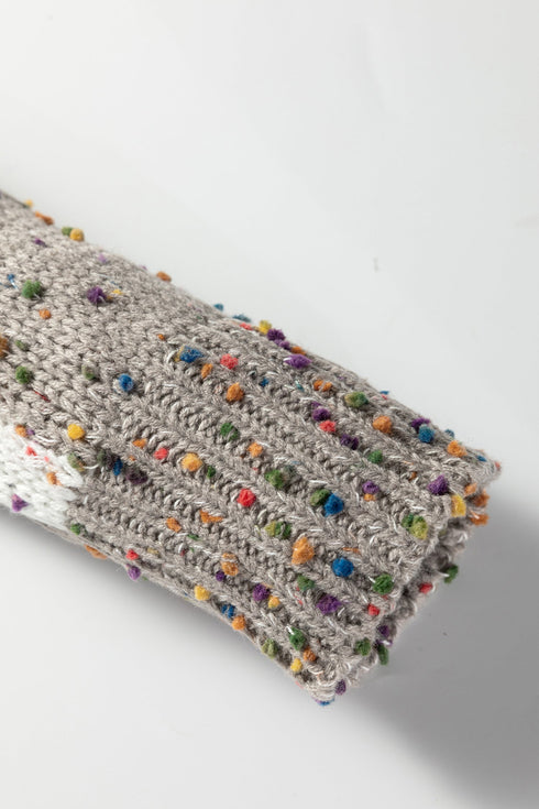 Textured Confetti Speckled Block Print Open Cardigan