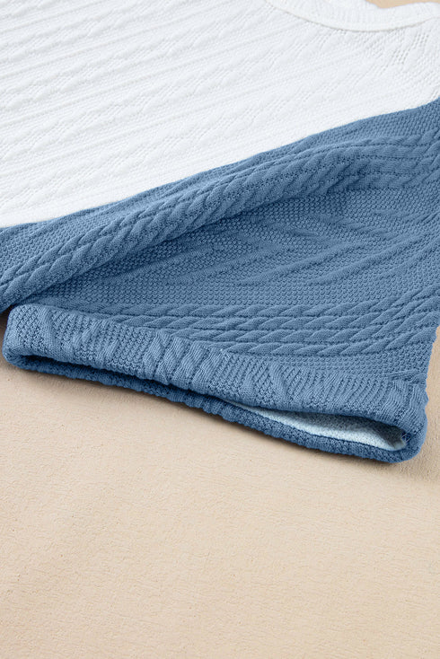 Textured Contrast Panel Loose Fit Short Sleeve Top