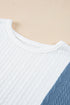 Textured Contrast Panel Loose Fit Short Sleeve Top