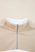 Textured Contrast Panel Quarter Zip Pullover