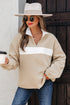 Textured Contrast Panel Quarter Zip Pullover