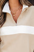 Textured Contrast Panel Quarter Zip Pullover