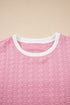 Textured Contrast Trim Crewneck Pocketed Two Piece Dress