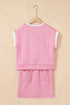Textured Contrast Trim Crewneck Pocketed Two Piece Dress