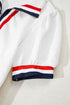 Textured Contrast Trim Puff Sleeve Quarter Zip Mini Dress