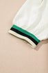 Textured Contrast Trim Puff Sleeve Quarter Zip Mini Dress
