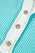 Textured Corded Fabric Button Neck Short Sleeve Top