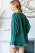 Textured Corded Knit Batwing Sleeve Graphic Pullover Top
