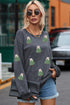 Textured Corded Knit Bow Tree Graphic Sweatshirt