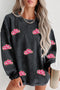 Textured Corded Knit Graphic Patch Crew Neck Sweatshirt
