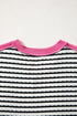 Textured Corded Knit Patchwork V Neck Top