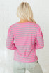 Textured Corded Knit Round Neck Long Sleeve Top
