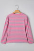 Textured Corded Knit Round Neck Long Sleeve Top
