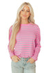 Textured Corded Knit Round Neck Long Sleeve Top