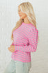 Textured Corded Knit Round Neck Long Sleeve Top