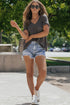 Textured Corded Knit V Neck Short Sleeve Top