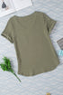 Textured Corded Knit V Neck Short Sleeve Top