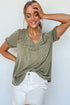 Textured Corded Knit V Neck Short Sleeve Top