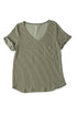 Textured Corded Knit V Neck Short Sleeve Top
