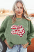 Textured Corded Sequin Graphic Holiday Pullover Sweatshirt
