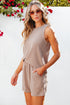 Textured Corded Sleeveless Pocketed Two Piece Shorts Set