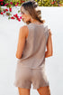Textured Corded Sleeveless Pocketed Two Piece Shorts Set