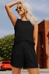 Textured Corded Sleeveless Pocketed Two Piece Shorts Set