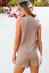 Textured Corded Sleeveless Pocketed Two Piece Shorts Set