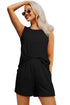 Textured Corded Sleeveless Pocketed Two Piece Shorts Set