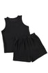 Textured Corded Sleeveless Pocketed Two Piece Shorts Set