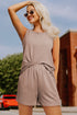 Textured Corded Sleeveless Pocketed Two Piece Shorts Set